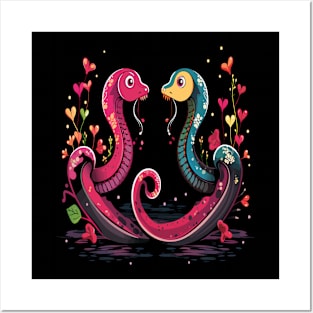 Eel Couple Valentine Posters and Art